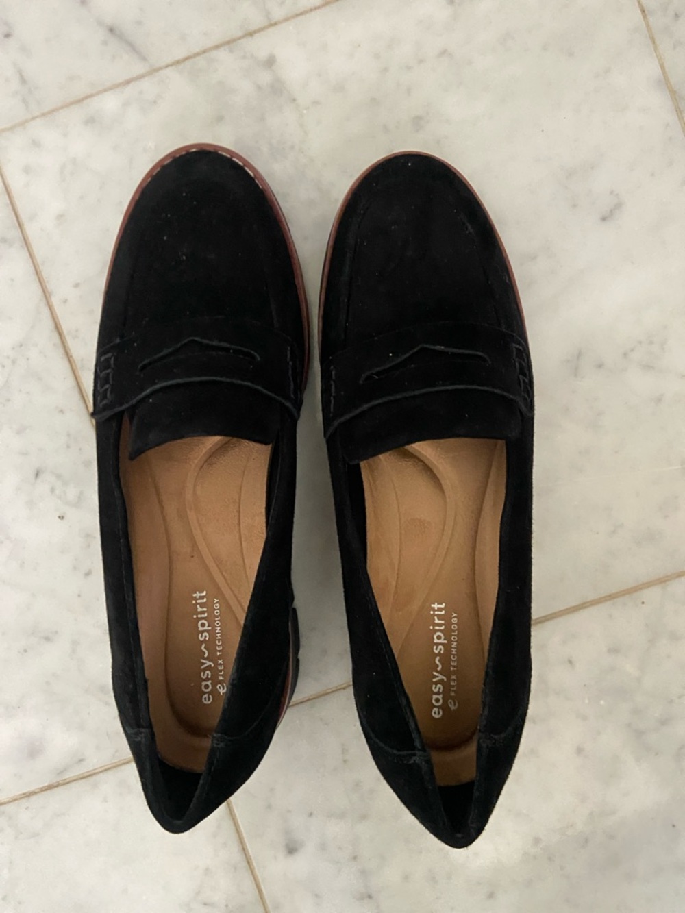 Easy Spirit Black Suede Slip-On Penny Loafers